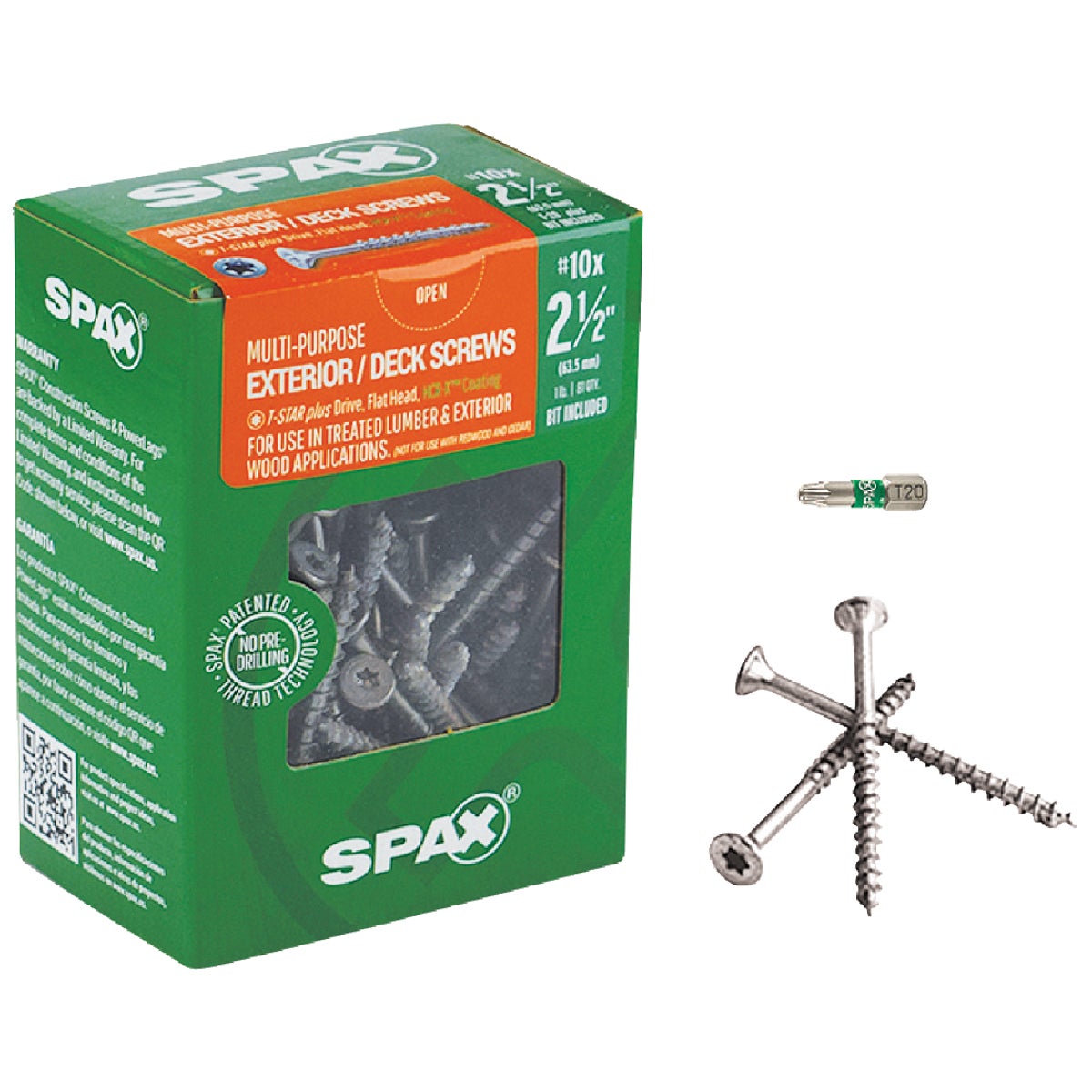 SPAX #10 x 2-1/2 In. T20 Plus Flat Head HCR-X (Exterior Rated) Deck Screw (81-Count)