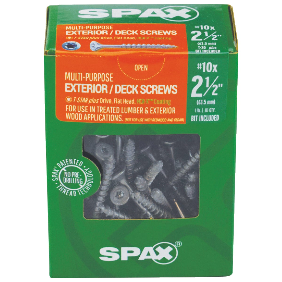SPAX #10 x 2-1/2 In. T20 Plus Flat Head HCR-X (Exterior Rated) Deck Screw (81-Count) Image 2