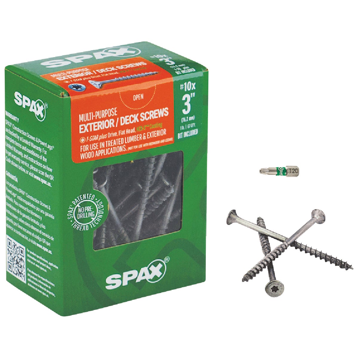 SPAX #10 x 3 In. T20 Plus Flat Head HCR-X (Exterior Rated) Deck Screw (67-Count)