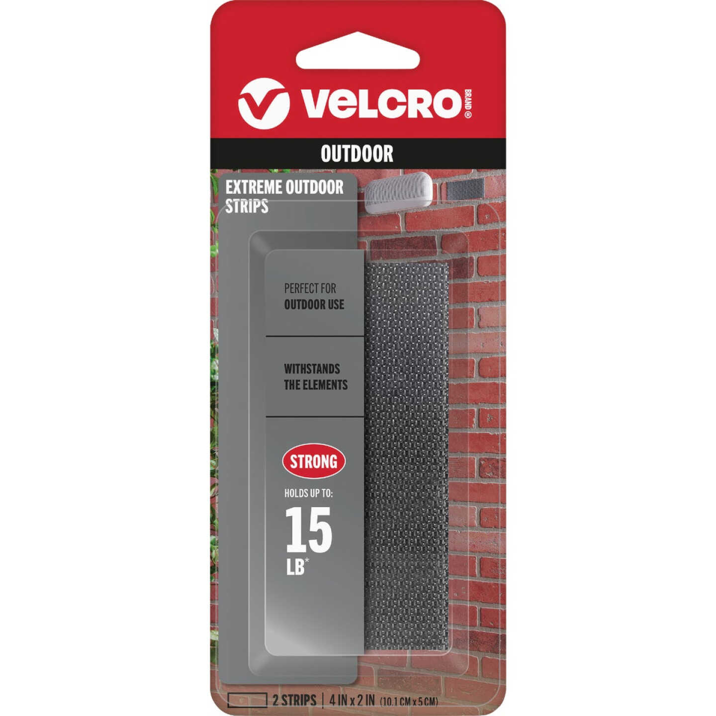 VELCRO Brand Industrial Strength Extreme Black 2 In. x 4 In. Adhesive Hook & Loop Strip (2-Count) Image 1