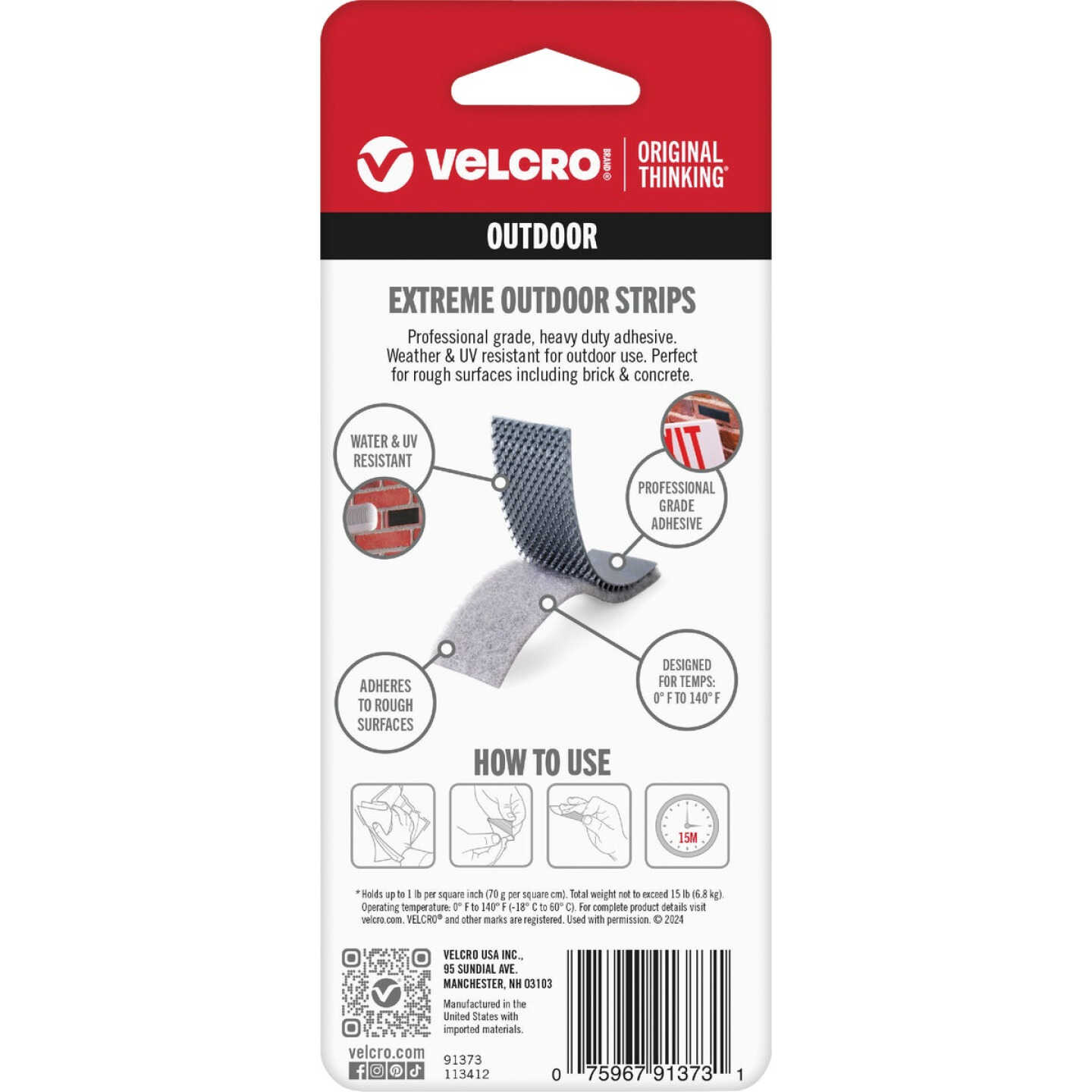 VELCRO Brand Industrial Strength Extreme Black 2 In. x 4 In. Adhesive Hook & Loop Strip (2-Count) Image 4