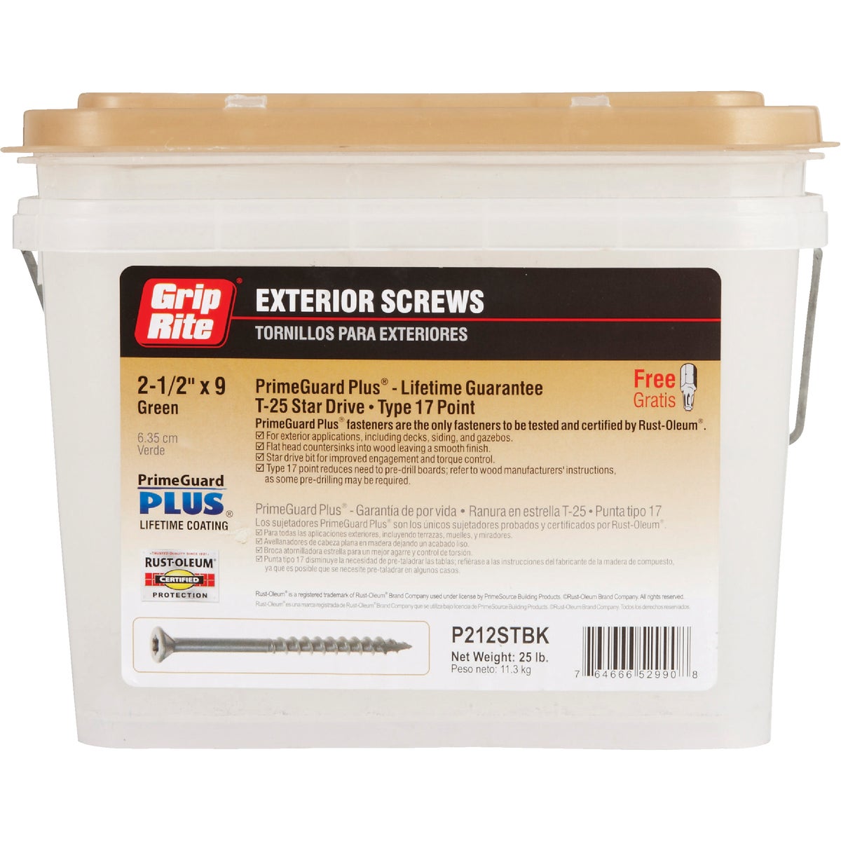 Grip-Rite PrimeGuard Plus 2-1/2 In. x 9 ga Star Drive Green Deck Screw (25 Lb.) Image 2