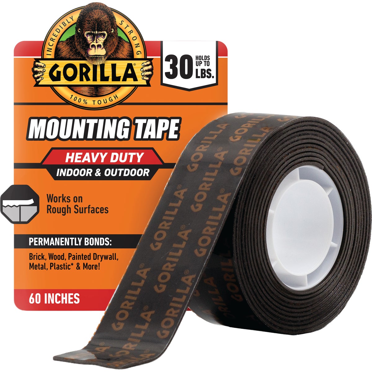 Gorilla 1 In. x 60 In. Black Heavy Duty Double-Sided Mounting Tape (30 Lb. Capacity)