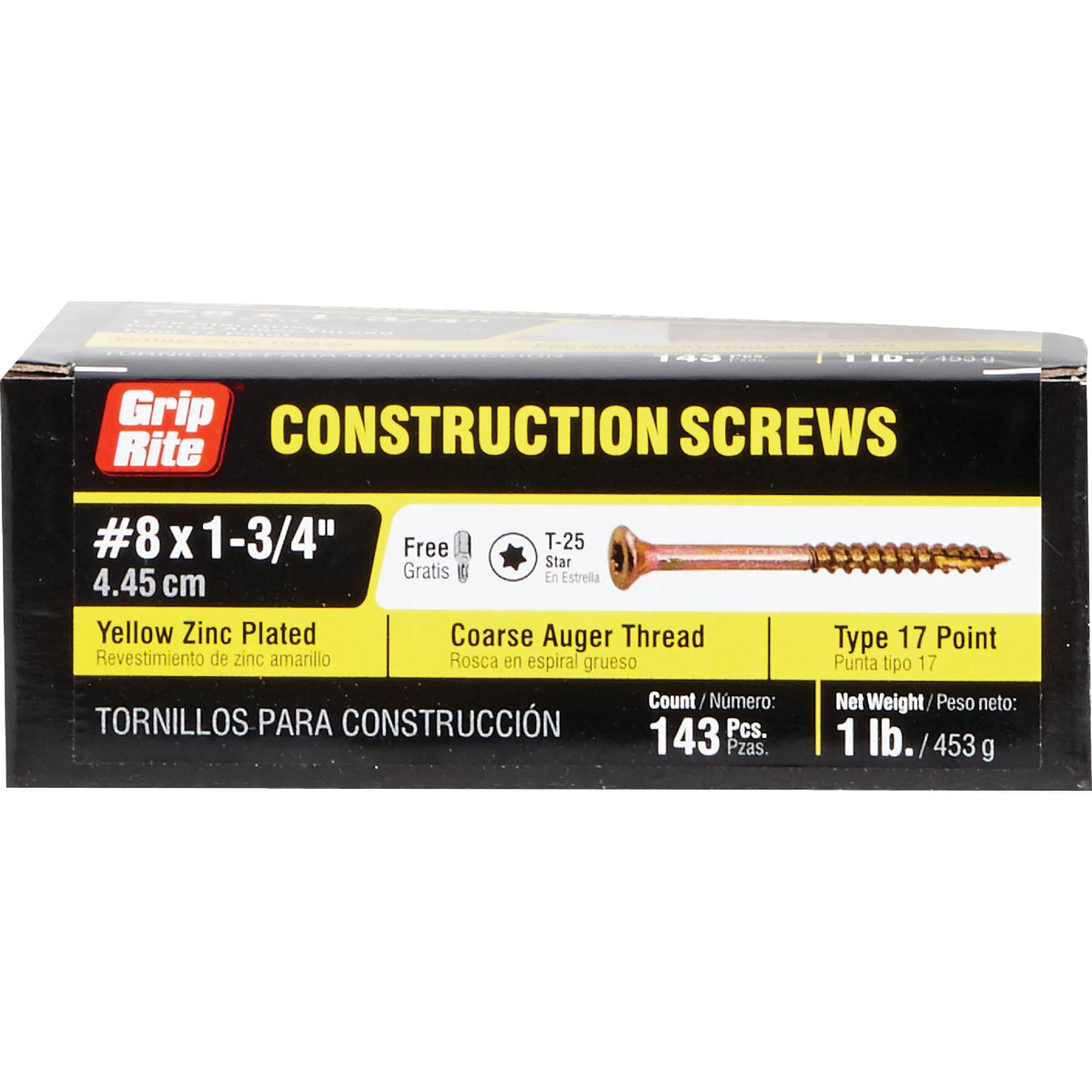 Do it Best #8 x 1-3/4 In. Star Drive Flat Head Gold Construction Wood Screw (141-Count, 1 Lb.) Image 2