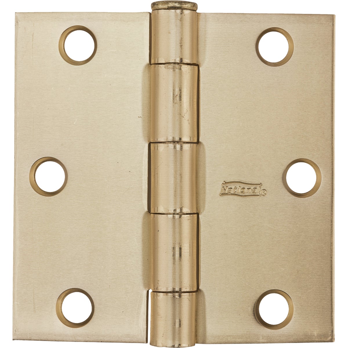National Hardware 3-1/2 In. Square Satin Brass Door Hinge Image 3