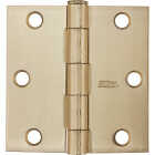 National Hardware 3-1/2 In. Square Satin Brass Door Hinge Image 3