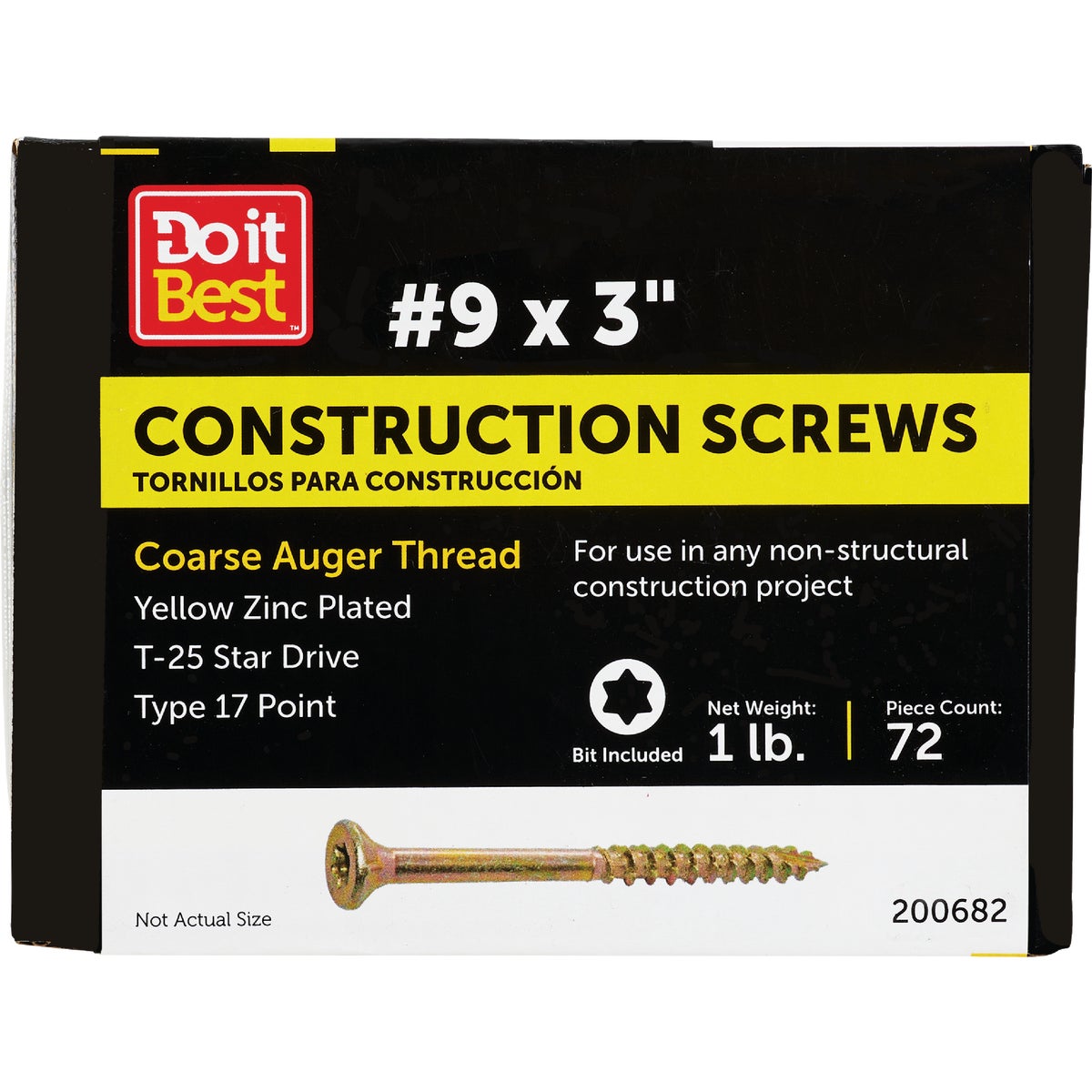 Do it Best #9 x 3 In. Star Drive Flat Head Gold Construction Wood Screw (79-Count, 1 Lb.) Image 1