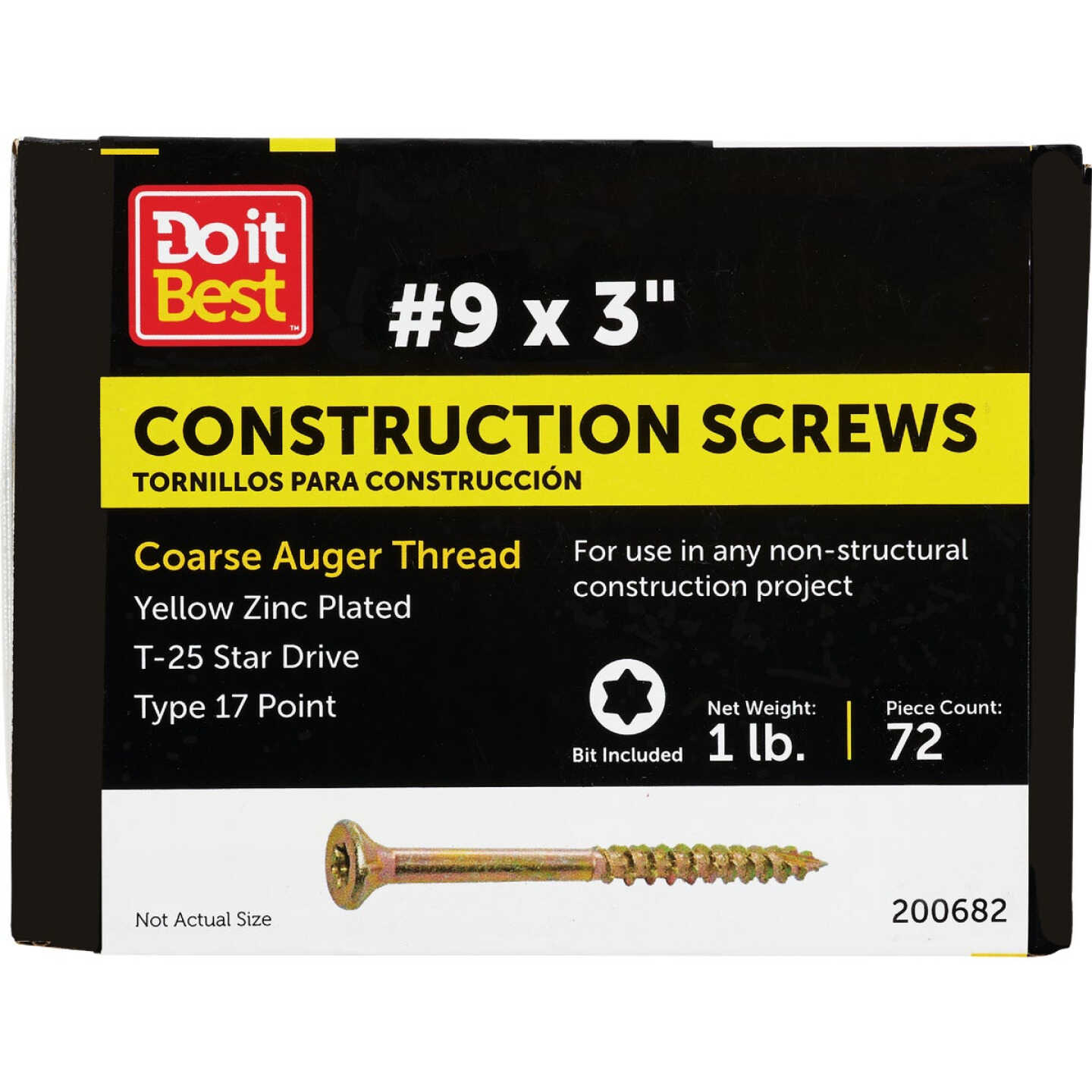 Do it Best #9 x 3 In. Star Drive Flat Head Gold Construction Wood Screw (79-Count, 1 Lb.) Image 1