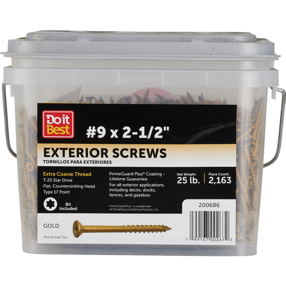 Do it Best PrimeGuard Plus #9 x 2-1/2 In. Star Drive Gold Deck Screw (25 Lb.)