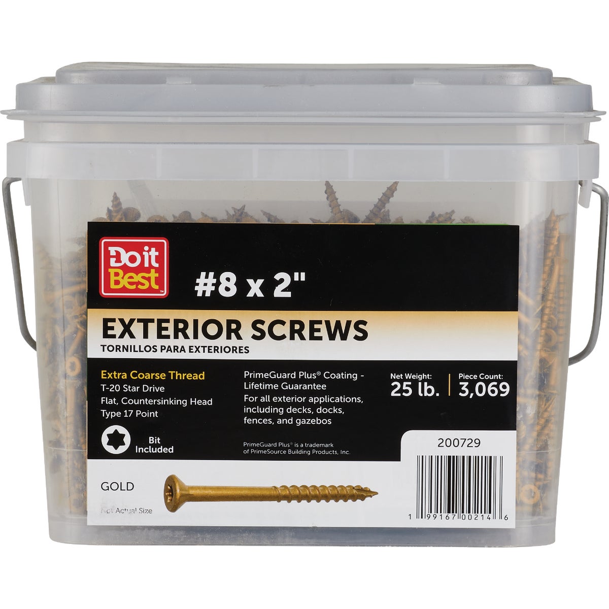 Grip-Rite PrimeGuard Plus #9 x 2 In. Star Drive Gold Wood Deck Screw (25 Lb.)
