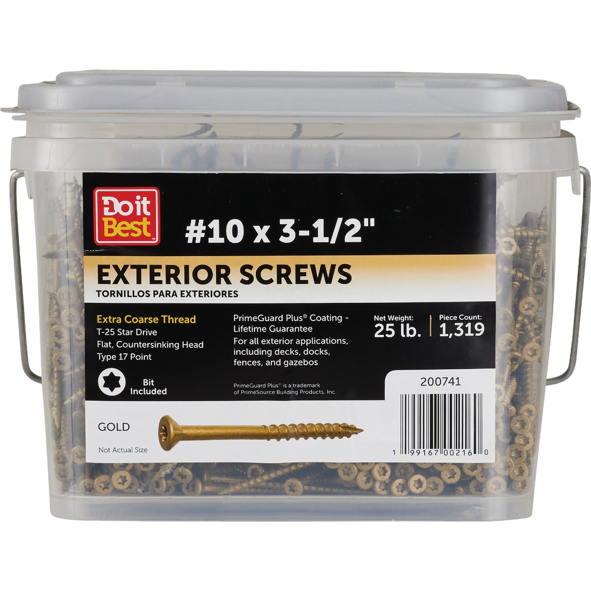 Grip-Rite PrimeGuard Plus #10 x 3-1/2 In. Star Drive Gold Wood Deck Screw (25 Lb.)