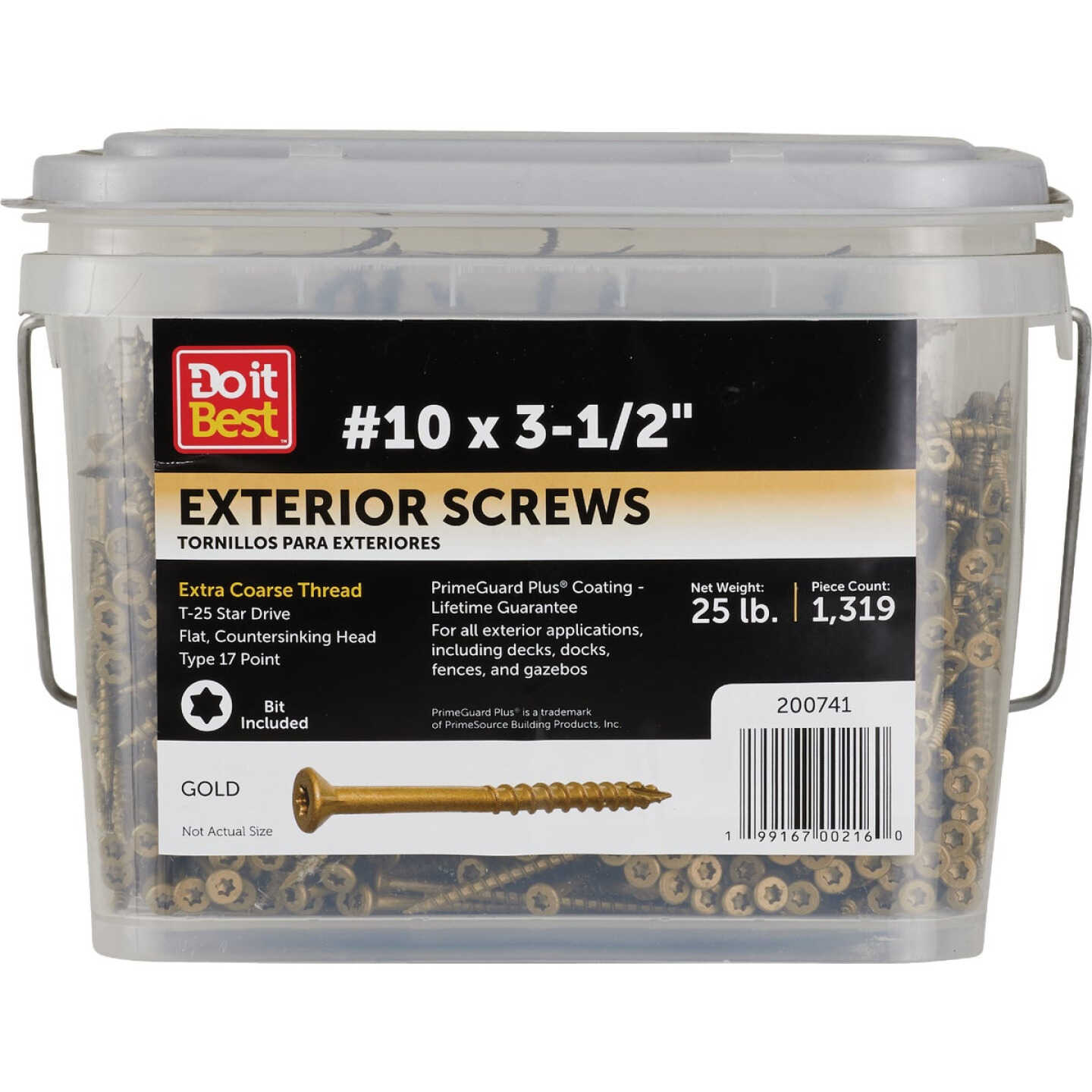 Grip-Rite PrimeGuard Plus #10 x 3-1/2 In. Star Drive Gold Wood Deck Screw (25 Lb.) Image 1