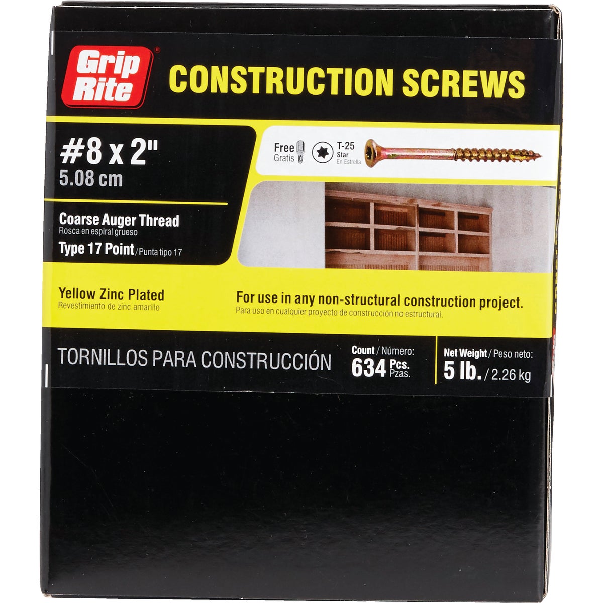 Do it Best #8 x 2 In. Star Drive Flat Head Gold Construction Wood Screw (688-Count, 5 Lb.) Image 2
