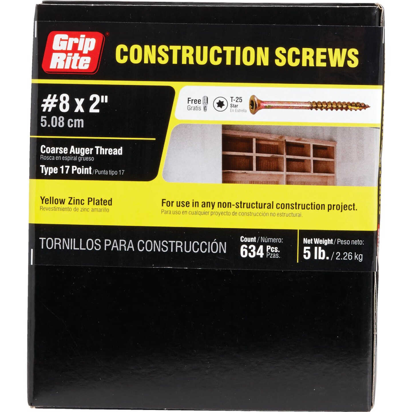Do it Best #8 x 2 In. Star Drive Flat Head Gold Construction Wood Screw (688-Count, 5 Lb.) Image 2