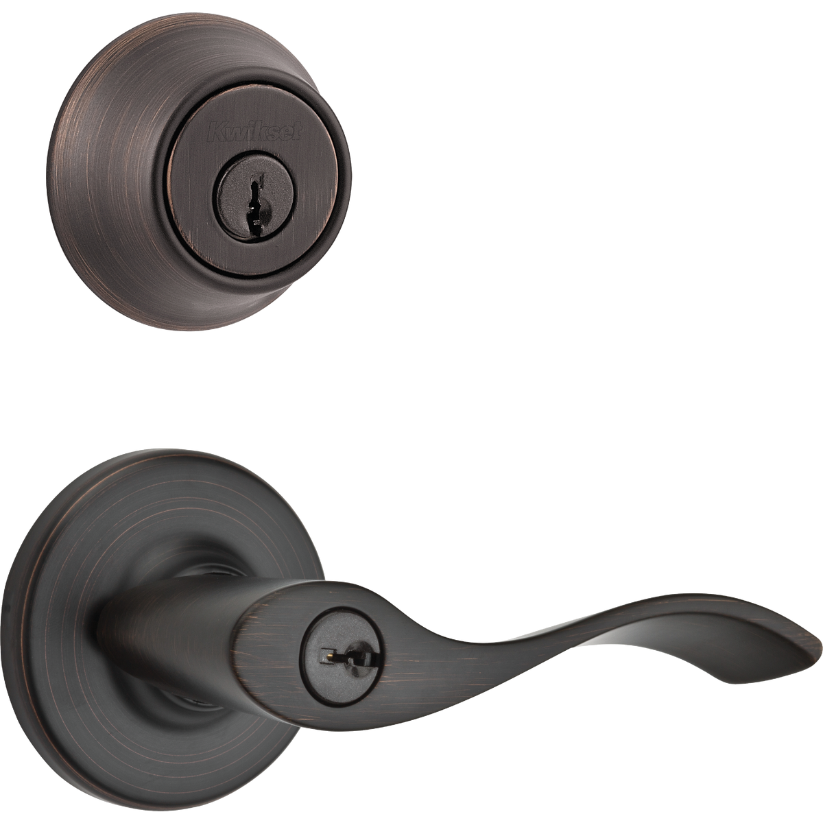 Kwikset Balboa Venetian Bronze Deadbolt and Lever Combo
