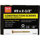 Do it Best #9 x 2-1/2 In. Star Drive Flat Head Gold Construction Wood Screw (84-Count, 1 Lb.) Image 1