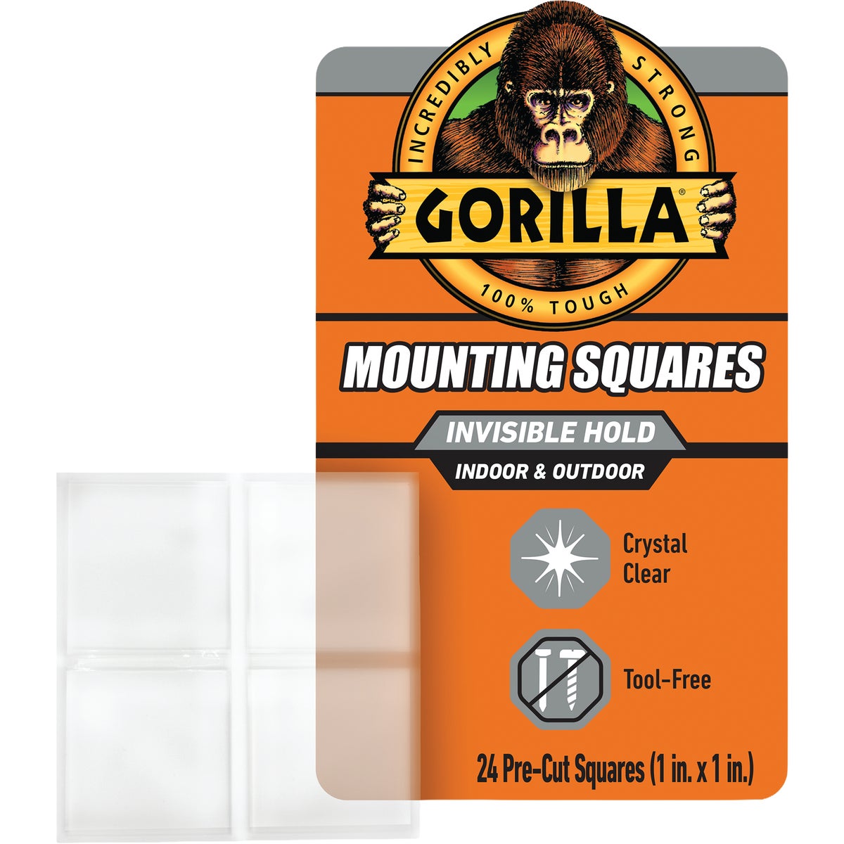 Gorilla Glue 1 In. x 1 In. 7 Lb. Capacity Permanent Clear Mounting Squares (24-Pack)