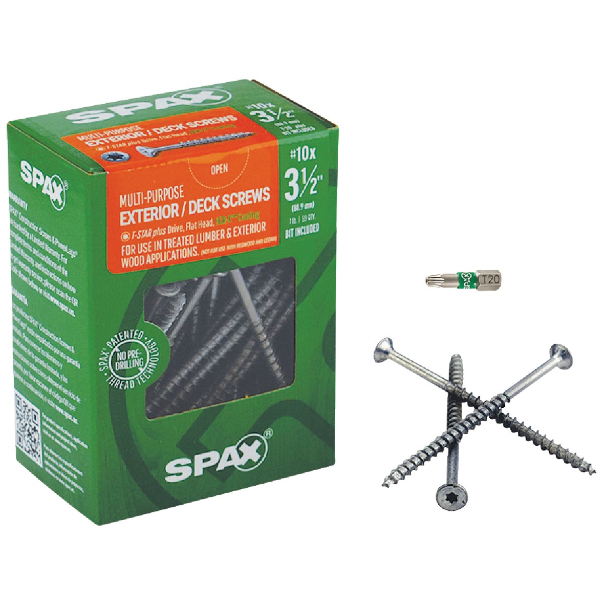 SPAX #10 x 3-1/2 In. T20 Plus Flat Head HCR-X (Exterior Rated) Deck Screw (59-Count)