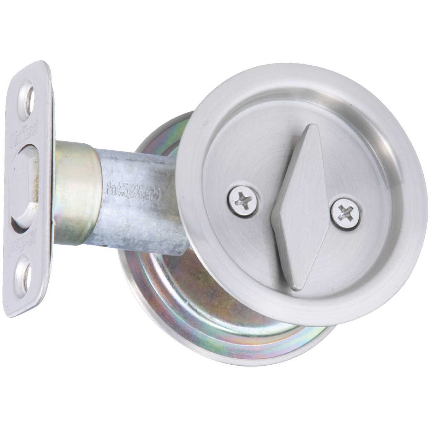 National Hardware Privacy Satin Nickel Pocket Door Lock Pull Image 1