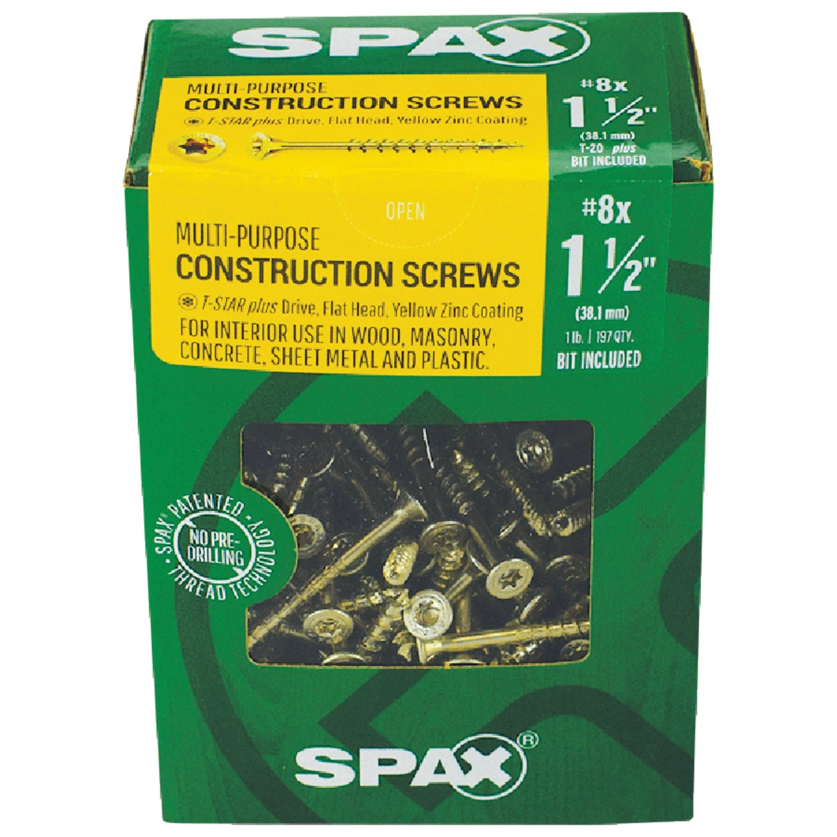 SPAX #8 x 1-1/2 In. T20 Plus Flat Head Yellow Zinc (Interior) Wood Screw (197-Count) Image 2