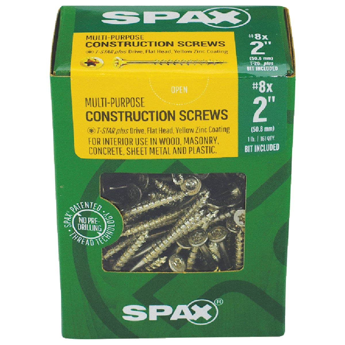 SPAX #8 x 2 In. T20 Plus Flat Head Yellow Zinc (Interior) Wood Screw (161-Count) Image 2