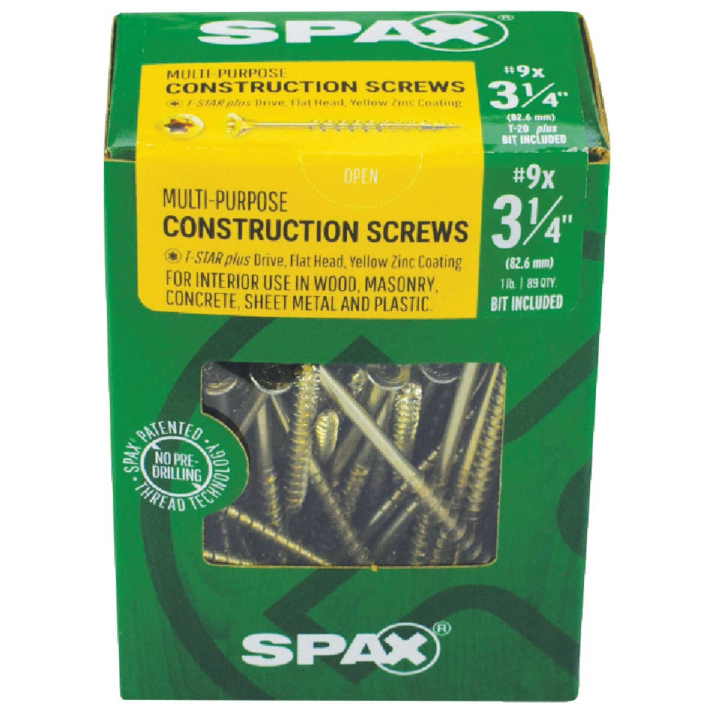 SPAX #9 x 3-1/4 In. T20 Plus Flat Head Yellow Zinc (Interior) Wood Screw (89-Count) Image 2