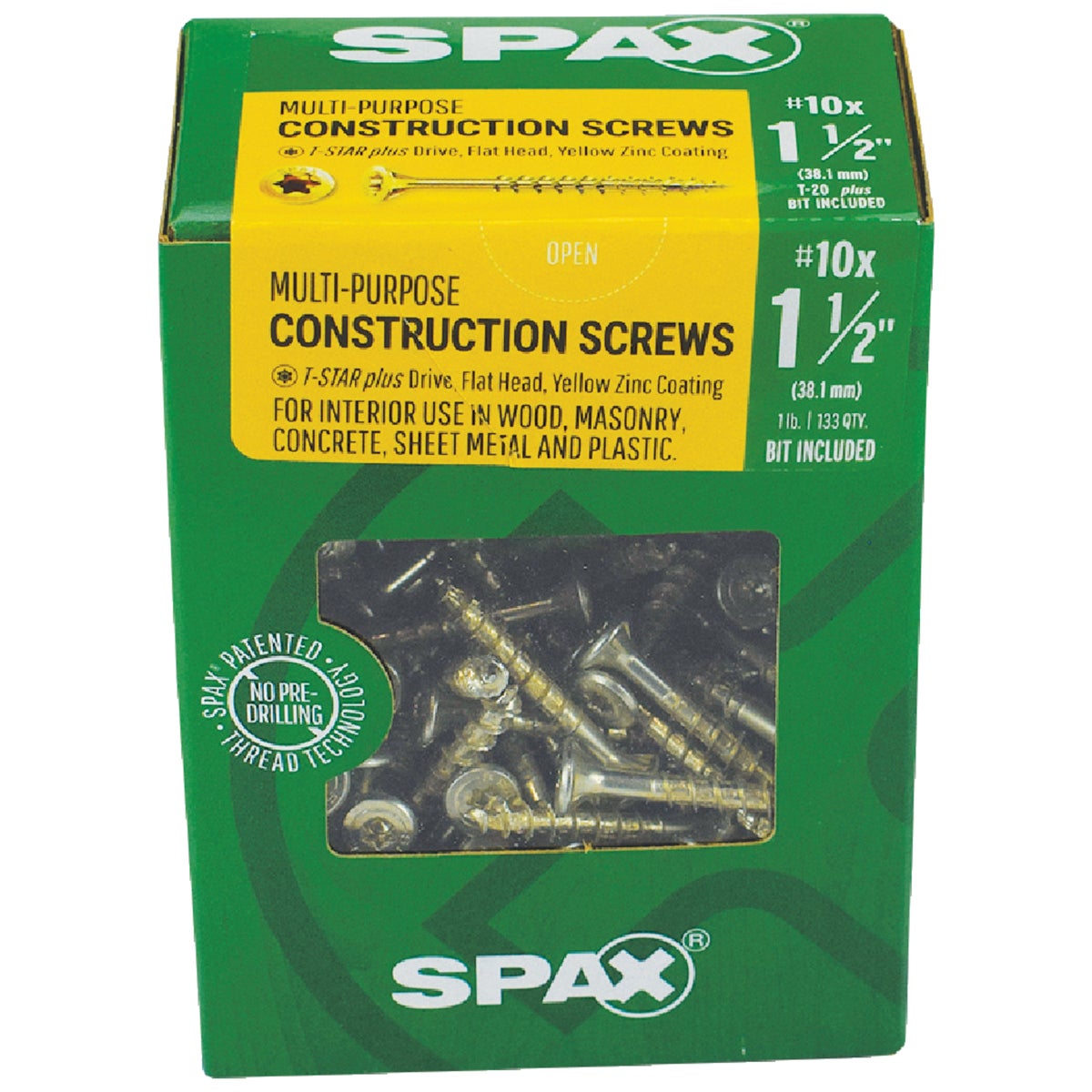 SPAX #10 x 1-1/2 In. T20 Plus Flat Head Yellow Zinc (Interior) Wood Screw (133-Count) Image 2