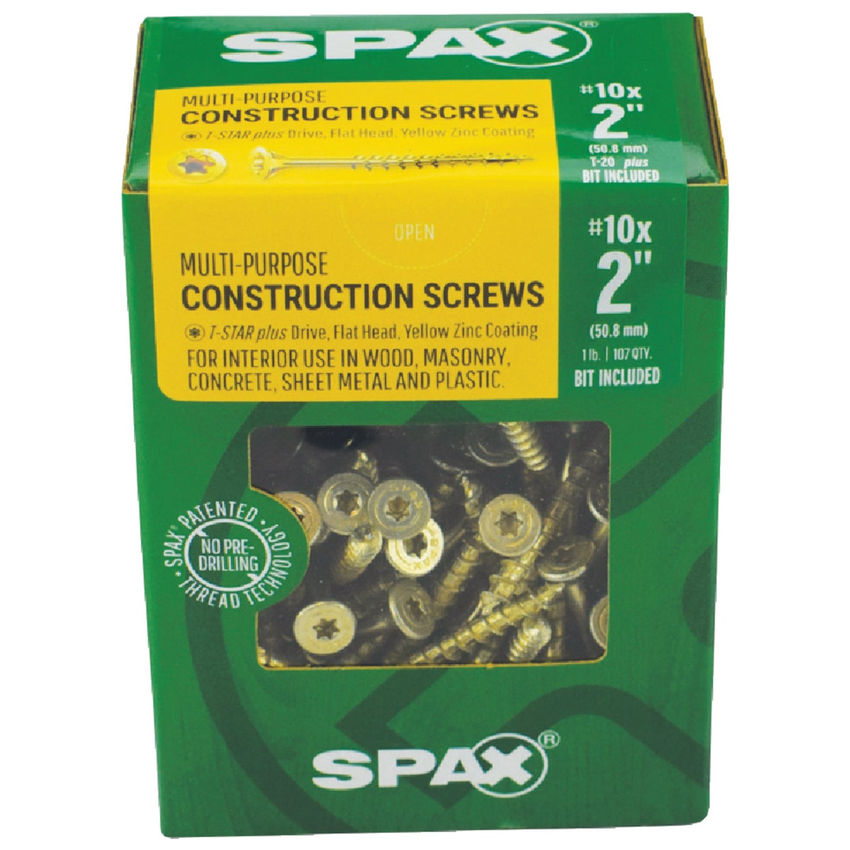 SPAX #10 x 2 In. T20 Plus Flat Head Yellow Zinc (Interior) Wood Screw (107-Count) Image 2