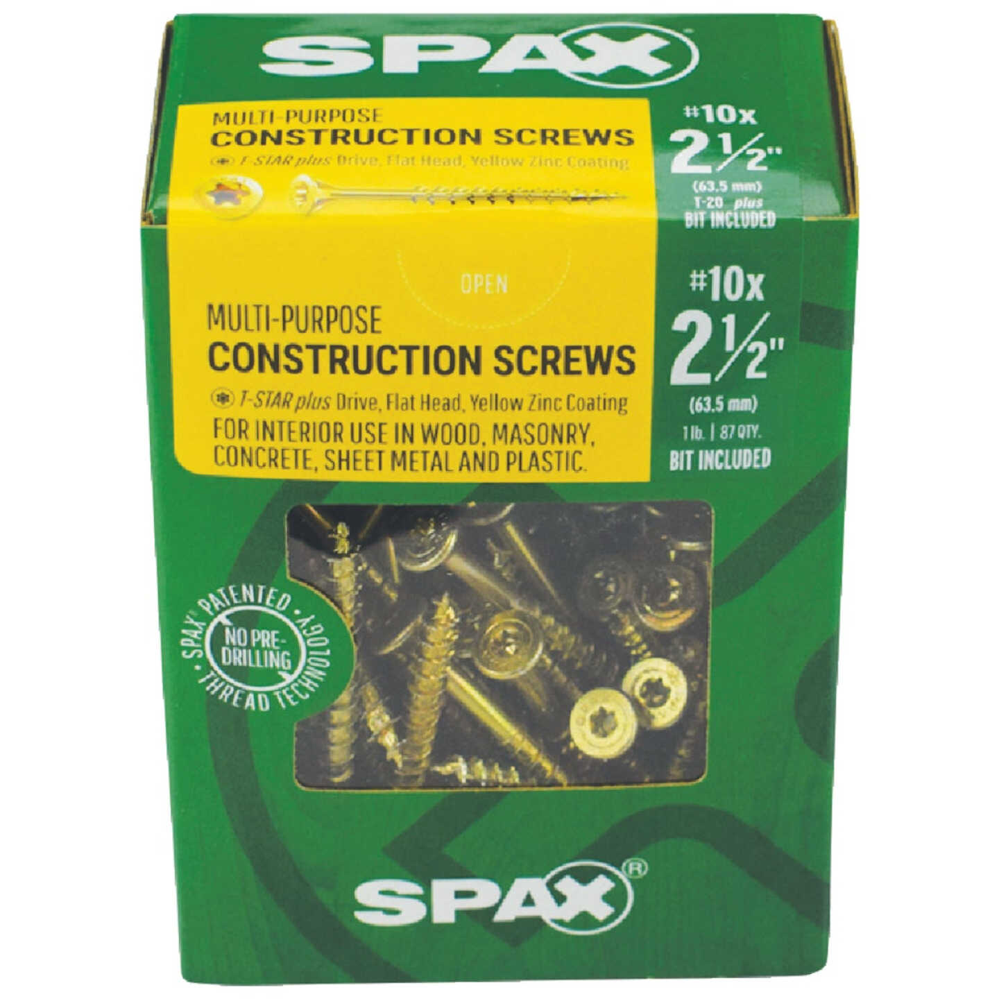 SPAX #10 x 2-1/2 In. T20 Plus Flat Head Yellow Zinc (Interior) Wood Screw (87-Count) Image 2