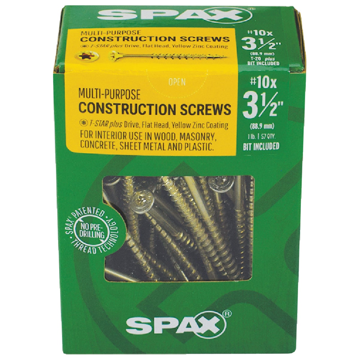 SPAX #10 x 3-1/2 In. T20 Plus Flat Head Yellow Zinc (Interior) Wood Screw (57-Count) Image 2