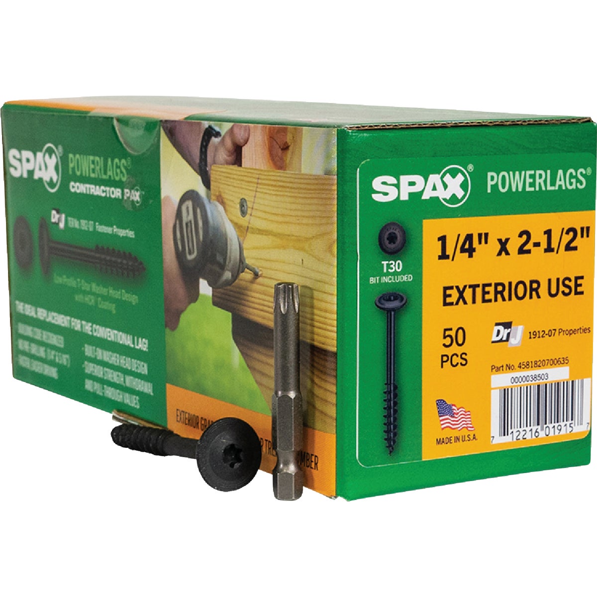 SPAX PowerLags 1/4 In. x 2-1/2 In. T30 Washer Head HCR (Exterior Rated) Lag Screw (50-Count)