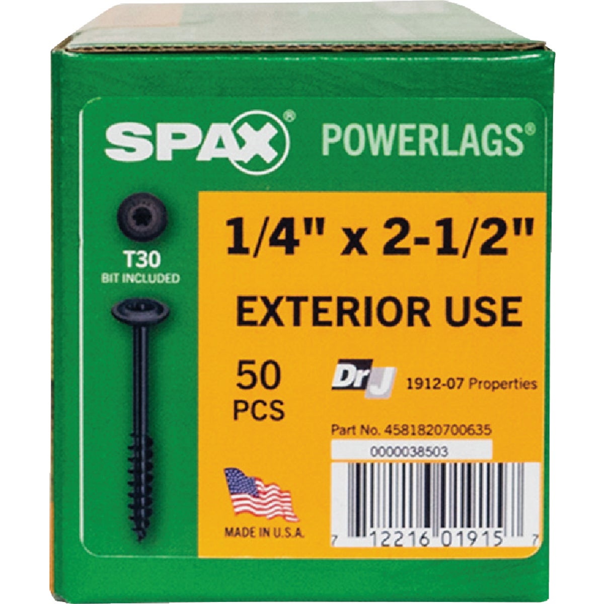 SPAX PowerLags 1/4 In. x 2-1/2 In. T30 Washer Head HCR (Exterior Rated) Lag Screw (50-Count) Image 5