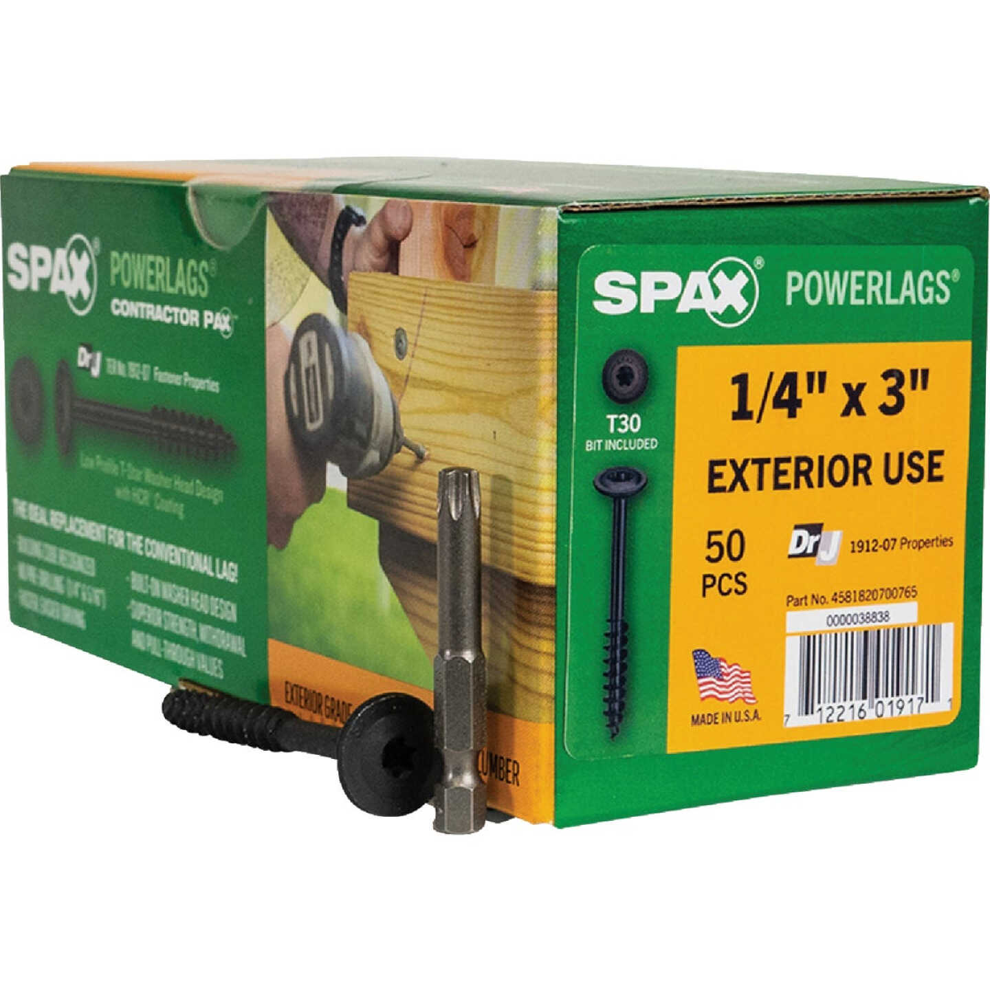 SPAX PowerLags 1/4 In. x 3 In. T30 Washer Head HCR (Exterior Rated) Lag Screw (50-Count) Image 1