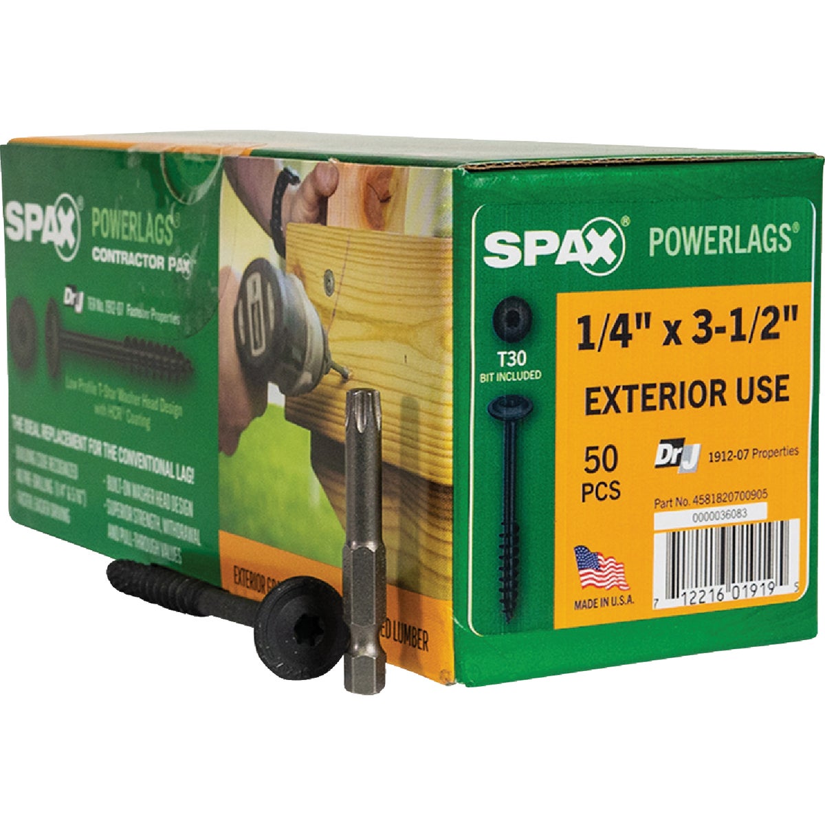 SPAX PowerLags 1/4 In. x 3-1/2 In. T30 Washer Head HCR (Exterior Rated) Lag Screw (50-Count)