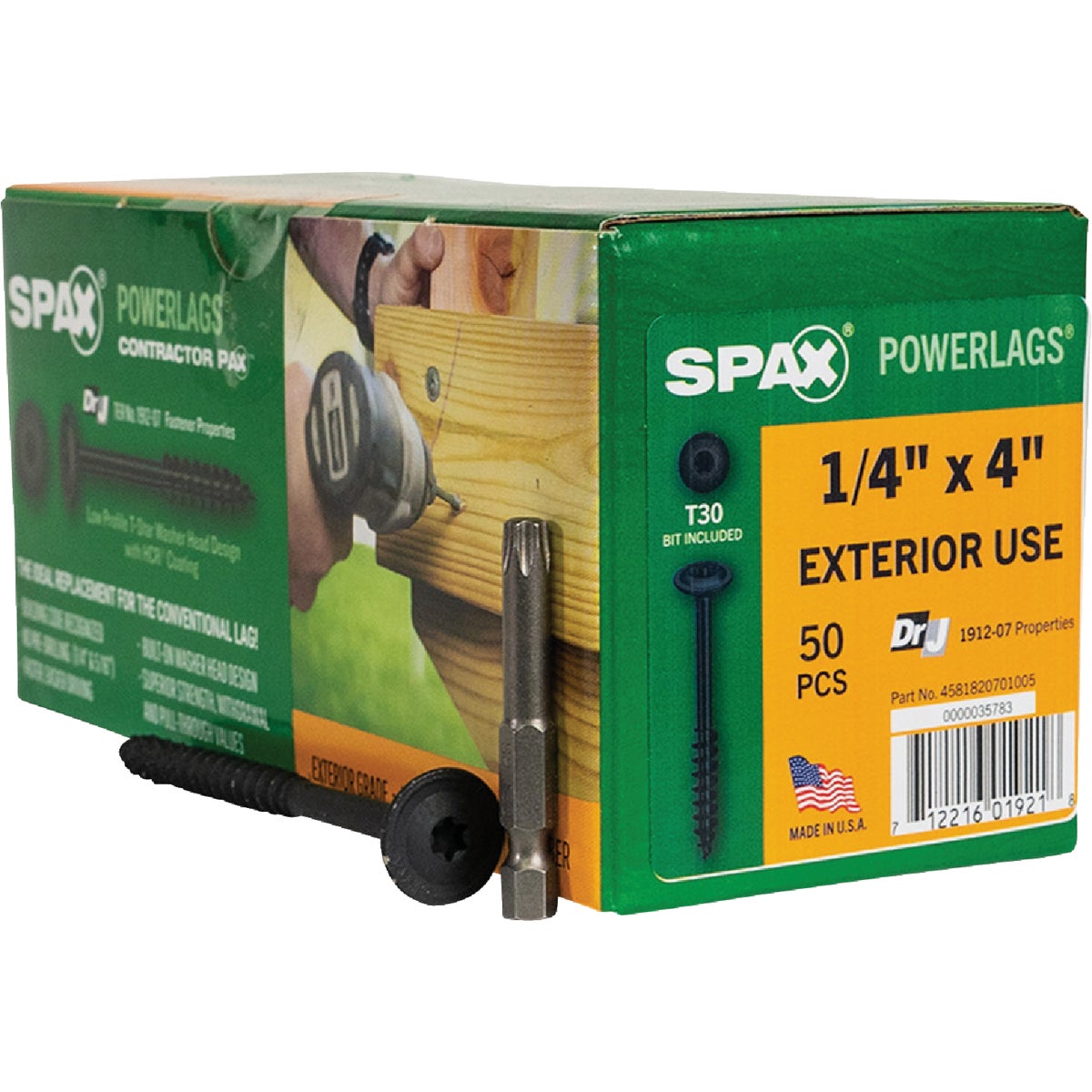 SPAX PowerLags 1/4 In. x 4 In. T30 Washer Head HCR (Exterior Rated) Lag Screw (50-Count)