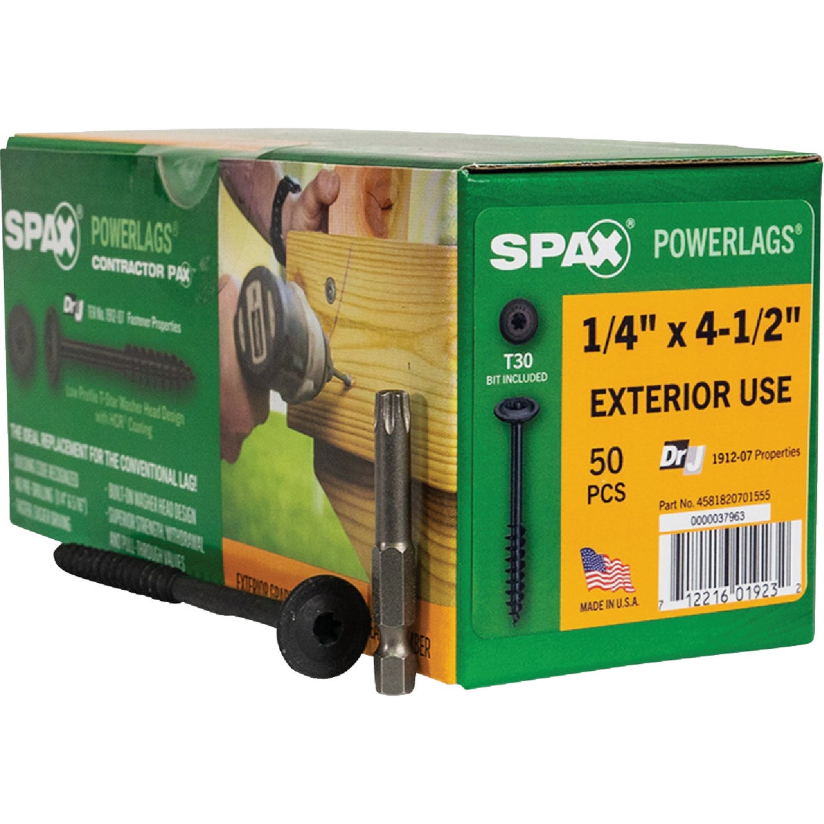 SPAX PowerLags 1/4 In. x 4-1/2 In. T30 Washer Head HCR (Exterior Rated) Lag Screw (50-Count)