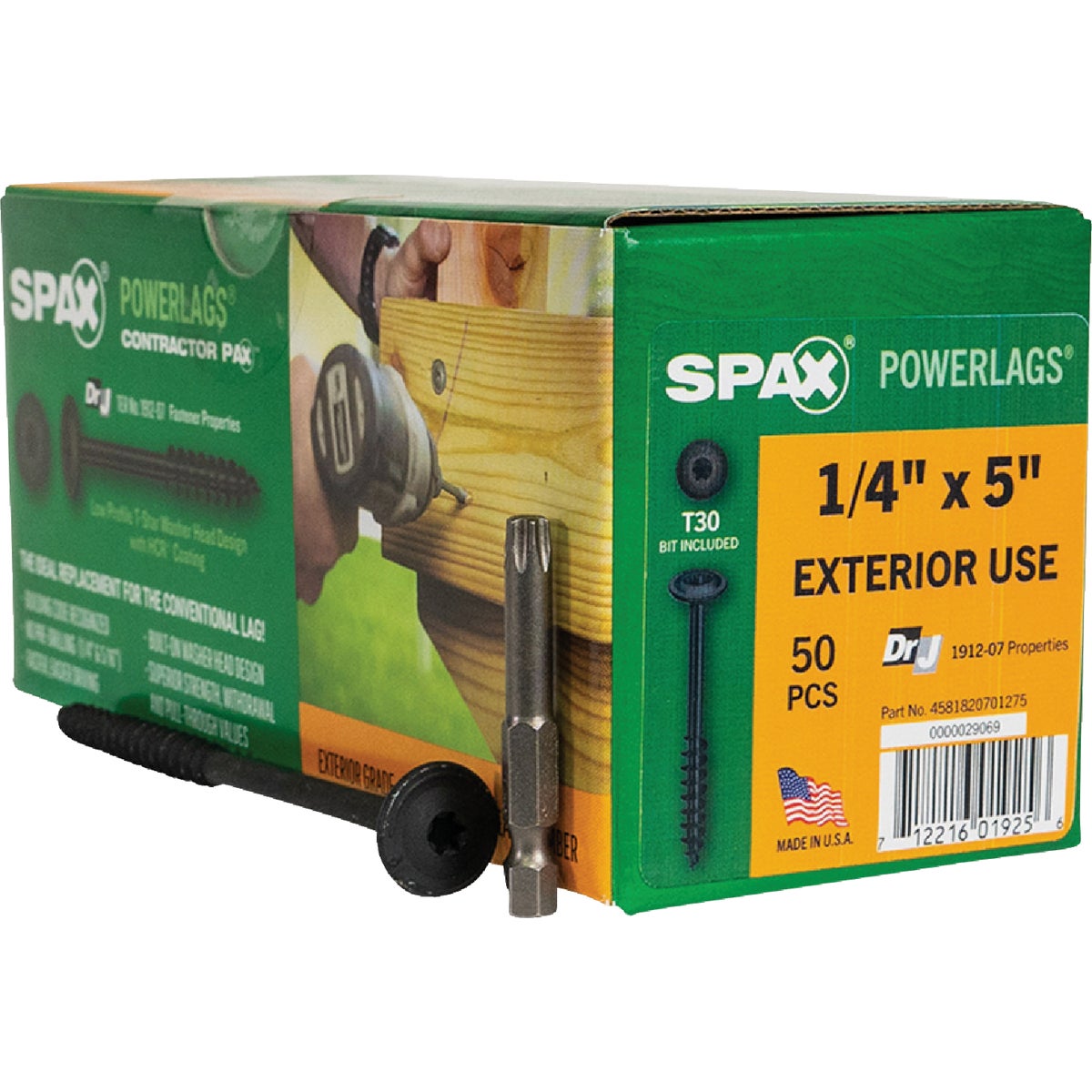 SPAX PowerLags 1/4 In. x 5 In. T30 Washer Head HCR (Exterior Rated) Lag Screw (50-Count)