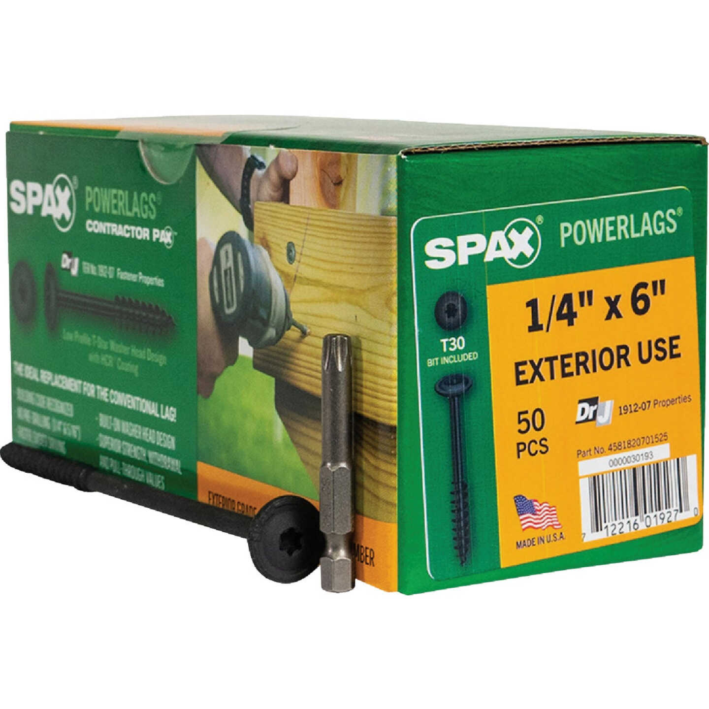 SPAX PowerLags 1/4 In. x 6 In. T30 Washer Head HCR (Exterior Rated) Lag Screw (50-Count) Image 1