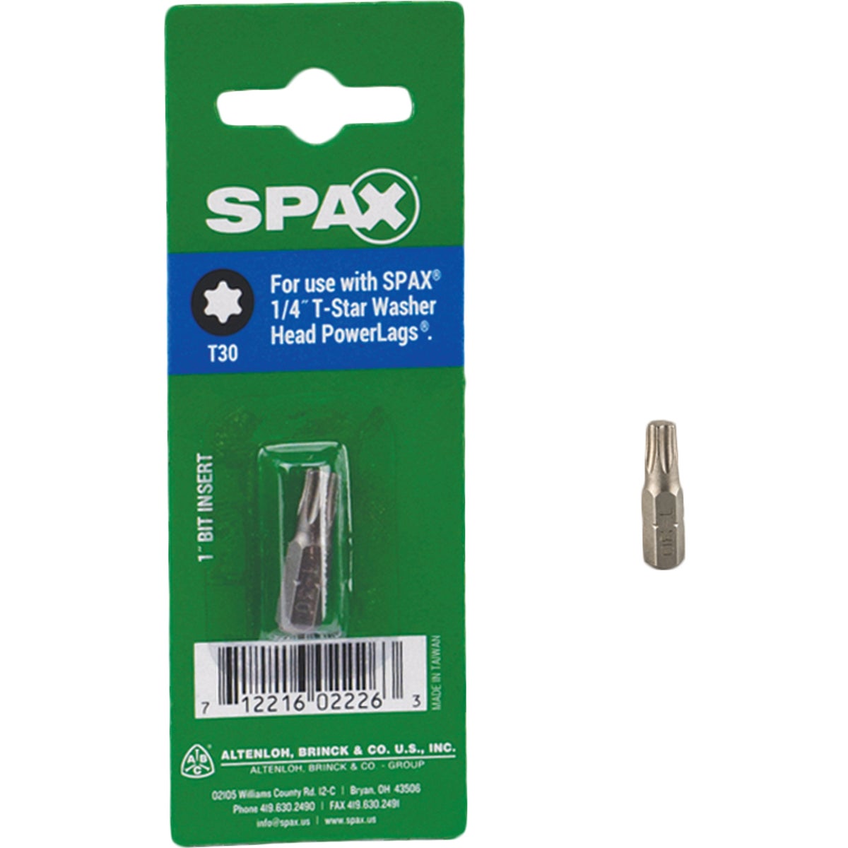 SPAX 1/4 In. x 1 In. T30 Insert Screwdriver Bit Image 1