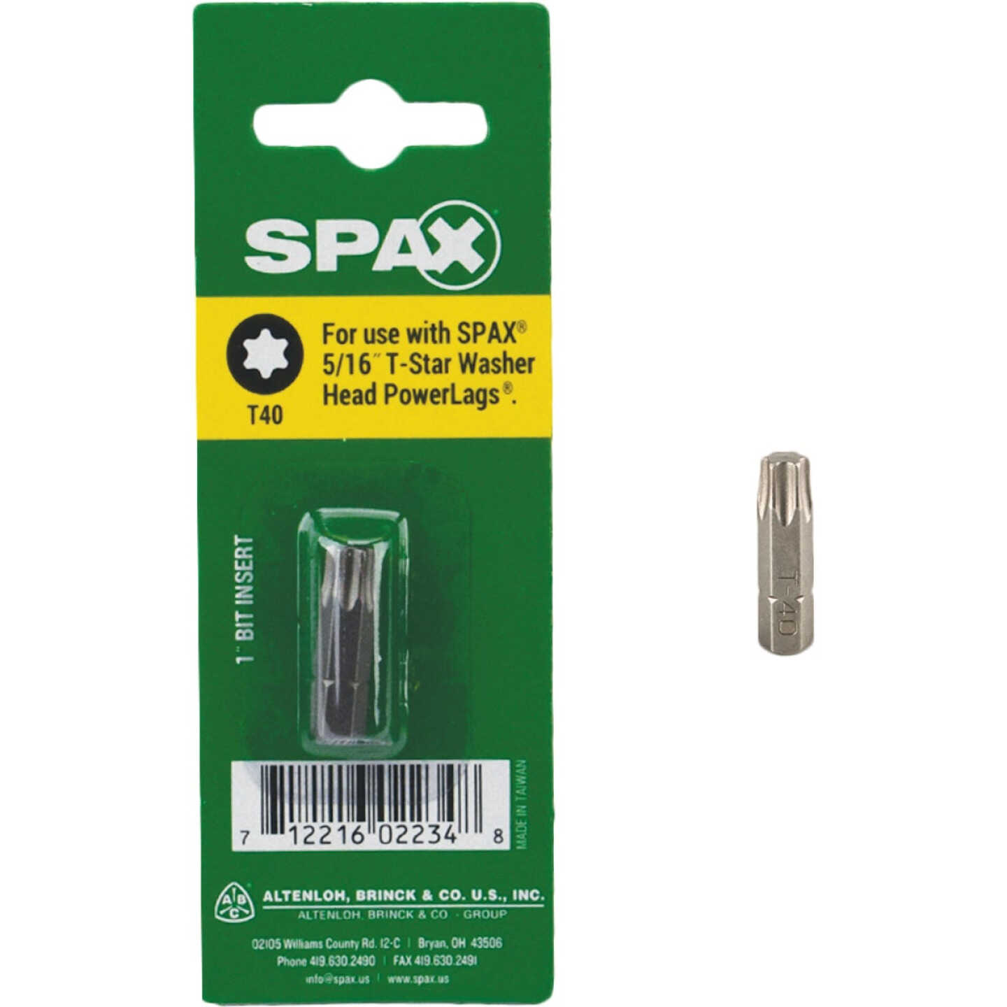 SPAX 1/4 In. x 1 In. T40 Insert Screwdriver Bit Image 1