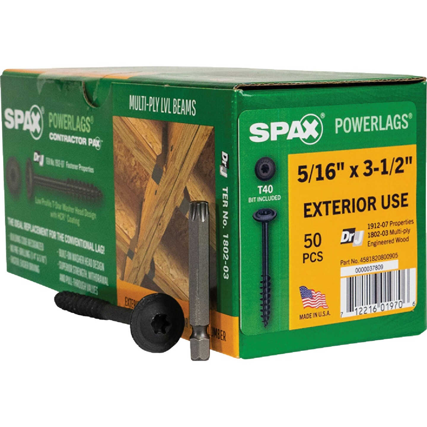 SPAX PowerLags 5/16 In. x 3-1/2 In. T40 Washer Head HCR (Exterior Rated) Lag Screw (50-Count) Image 1