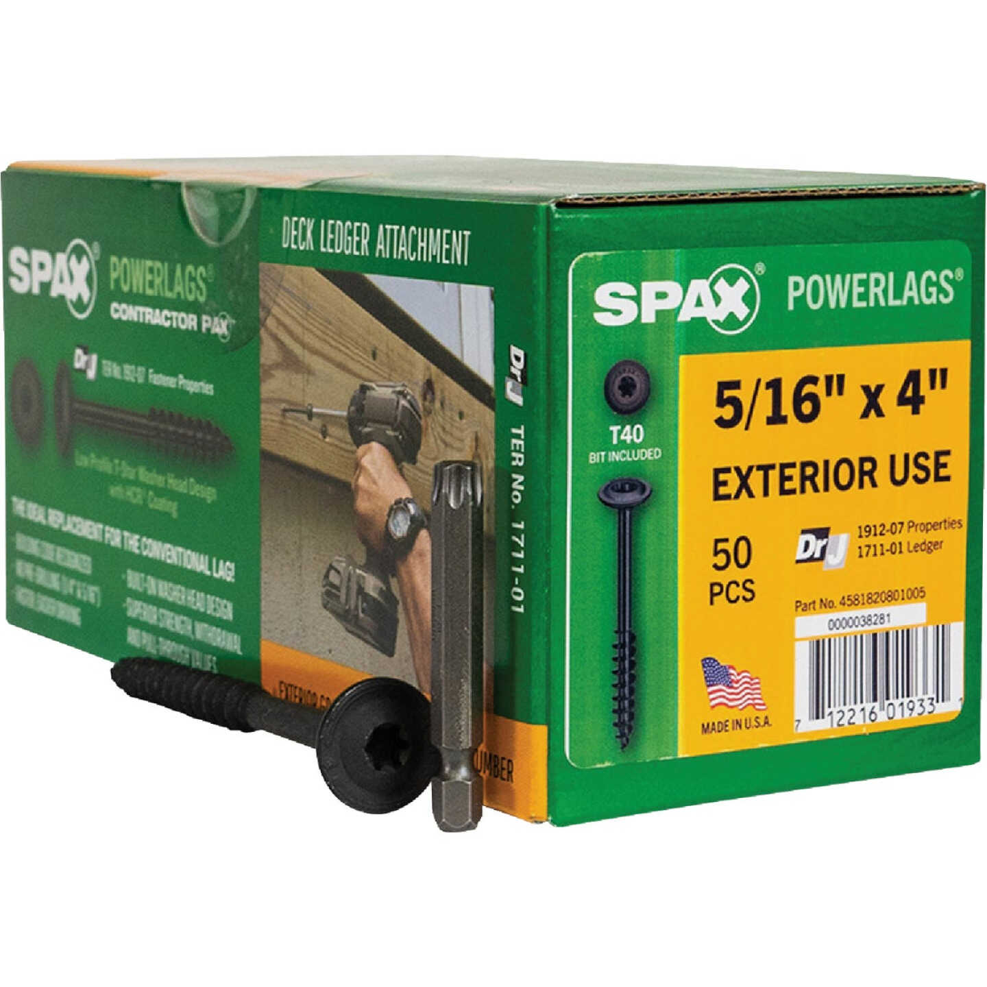 SPAX PowerLags 5/16 In. x 4 In. T40 Washer Head HCR (Exterior Rated) Lag Screw (50-Count) Image 1