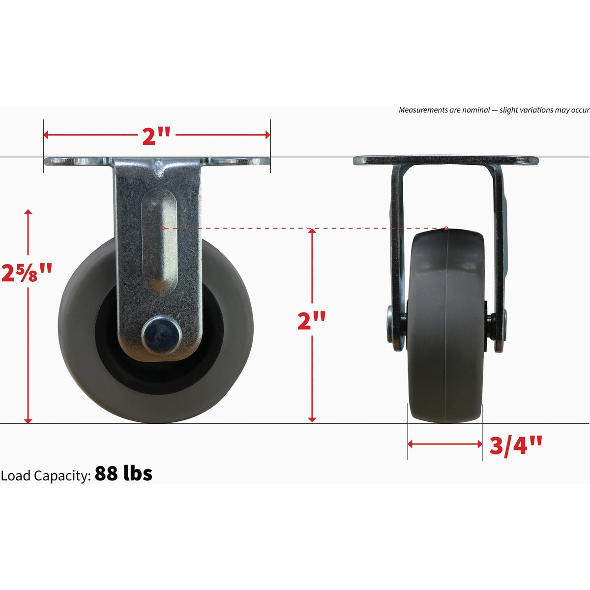 Shepherd Hardware 2 In. Thermoplastic Rigid Plate Caster Image 4