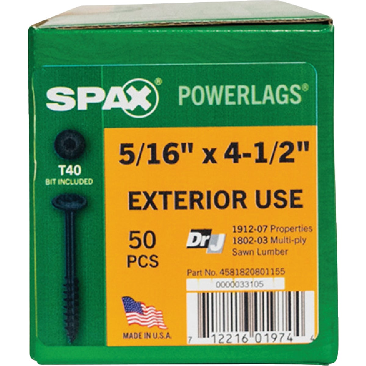 SPAX PowerLags 5/16 In. x 4-1/2 In. T40 Washer Head HCR (Exterior Rated) Lag Screw (50-Count) Image 5