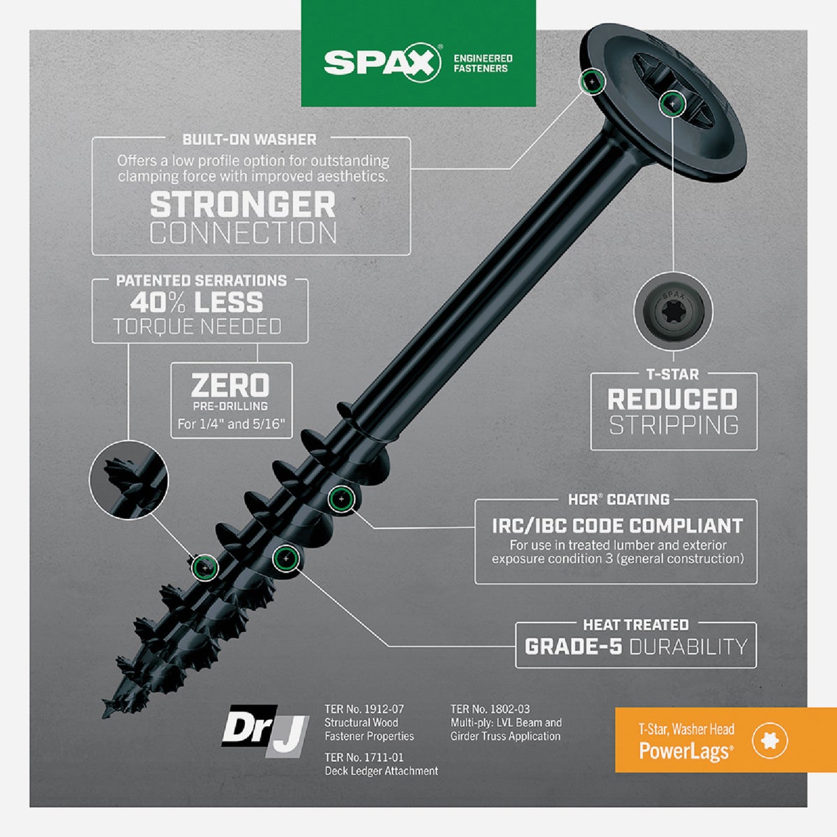 SPAX PowerLags 3/8 In. x 6 In. T50 Washer Head HCR (Exterior Rated) Lag Screw (25-Count) Image 2