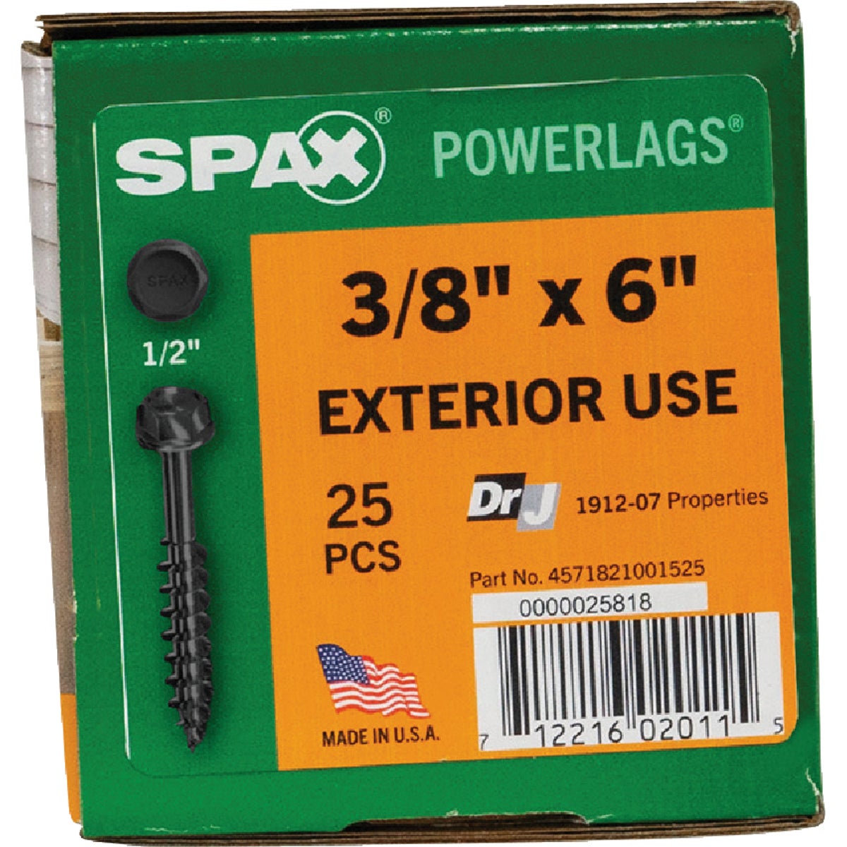 SPAX PowerLags 3/8 In. x 6 In. T50 Washer Head HCR (Exterior Rated) Lag Screw (25-Count) Image 6