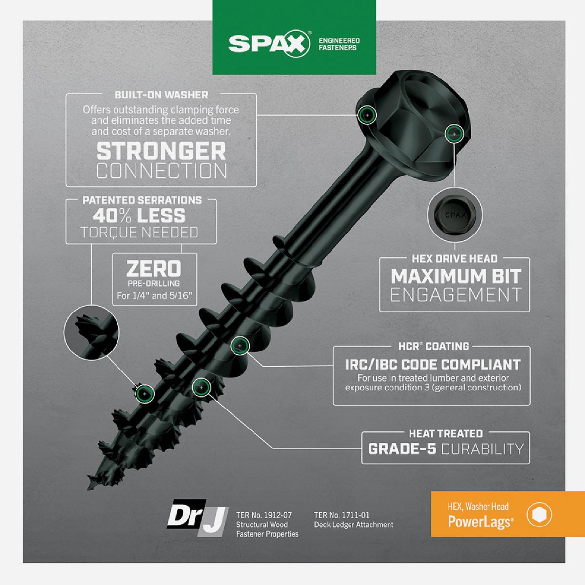 SPAX PowerLags 1/4 In. x 6 In. Hex Washer Head HCR (Exterior Rated) Lag Screw (500-Count) Image 3