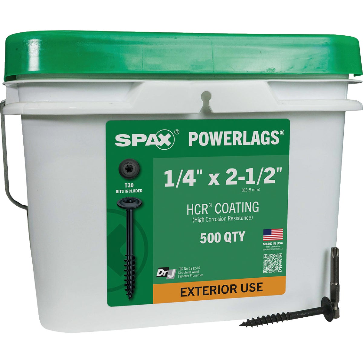 SPAX PowerLags 1/4 In. x 2-1/2 In. T30 Washer Head HCR (Exterior Rated) Lag Screw (500-Count)