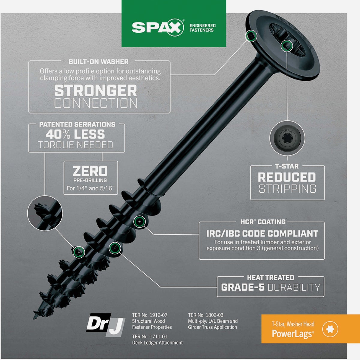 SPAX PowerLags 5/16 In. x 3-1/2 In. T40 Washer Head HCR (Exterior Rated) Lag Screw (250-Count) Image 2