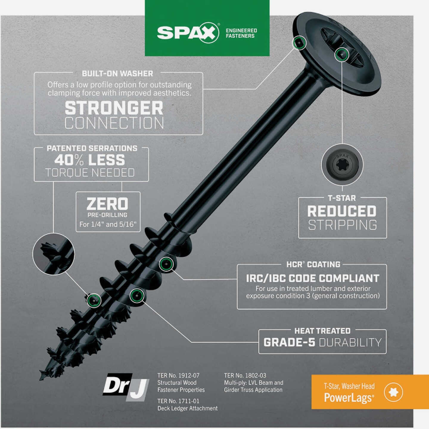SPAX PowerLags 5/16 In. x 3-1/2 In. T40 Washer Head HCR (Exterior Rated) Lag Screw (250-Count) Image 2